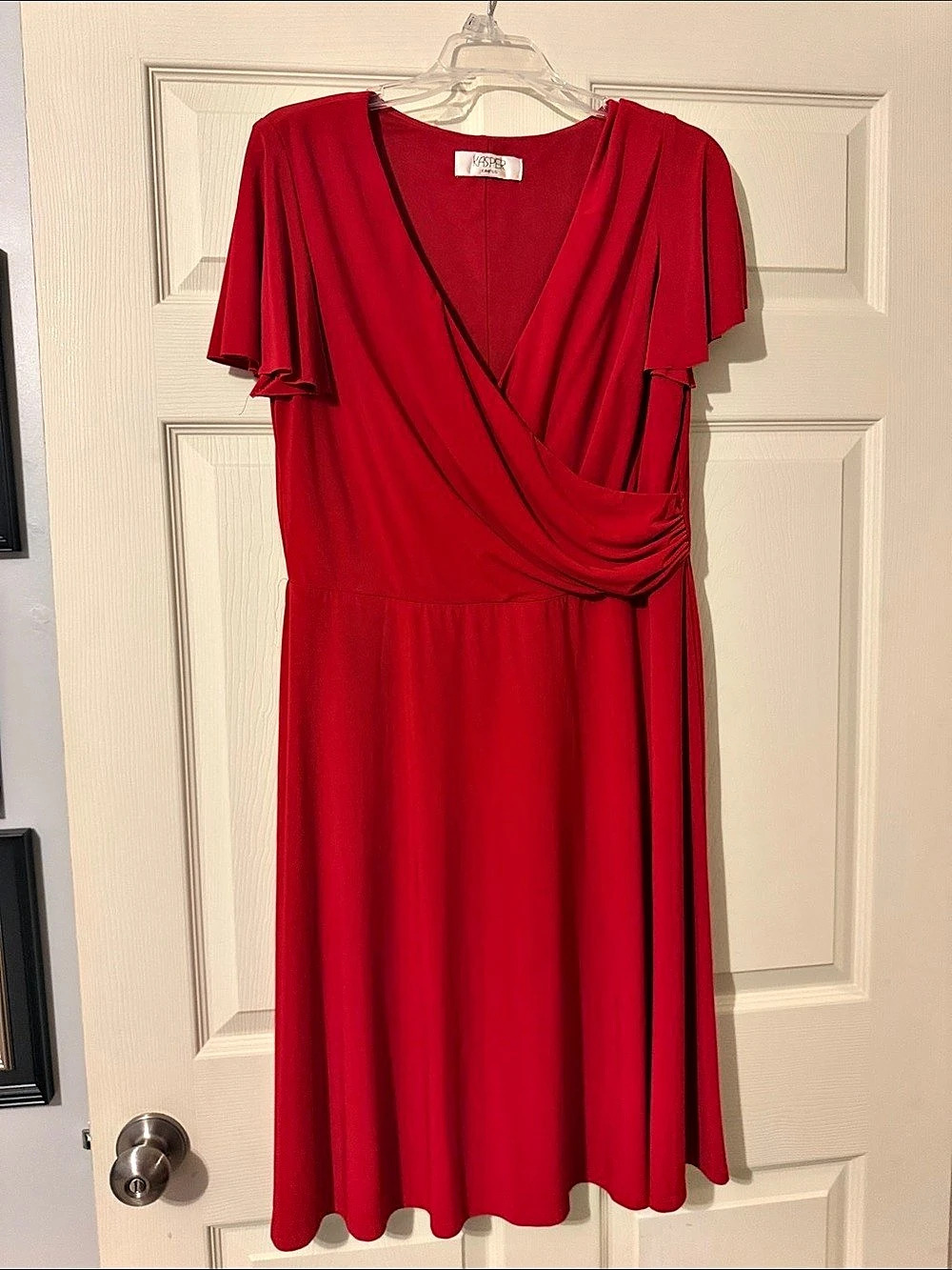 Kasper Red Draped Midi Dress Like New